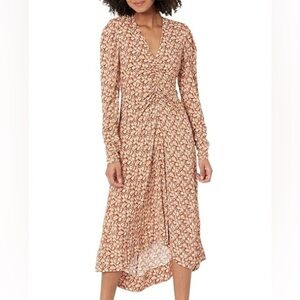 NWT Joie Haruko Long Sleeve Floral Print Lightweight Relaxed Midi Dress Size 2
